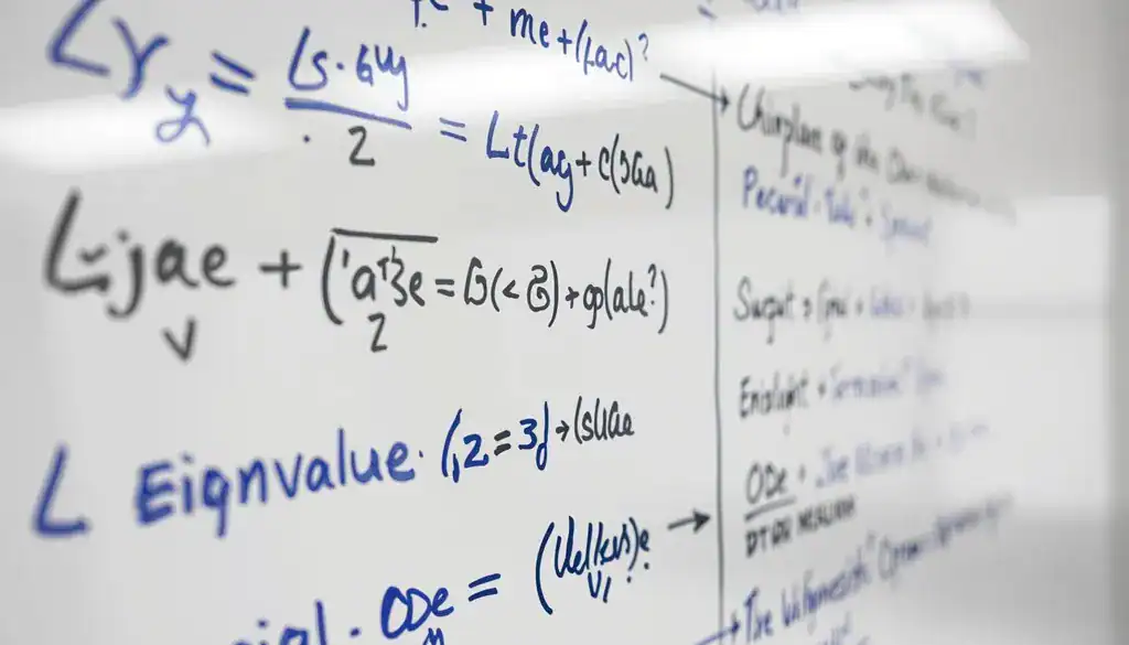 MATH 308 TAMU differential equations and Laplace transforms on a whiteboard at Texas A&M.