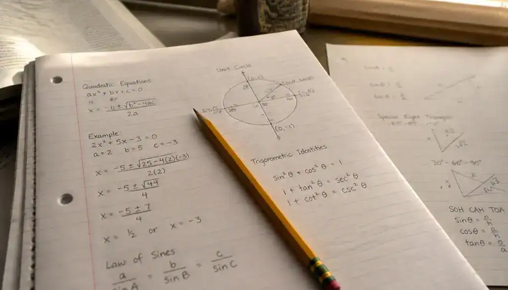 MPE practice problems covering algebra and trigonometry for Texas A&M students