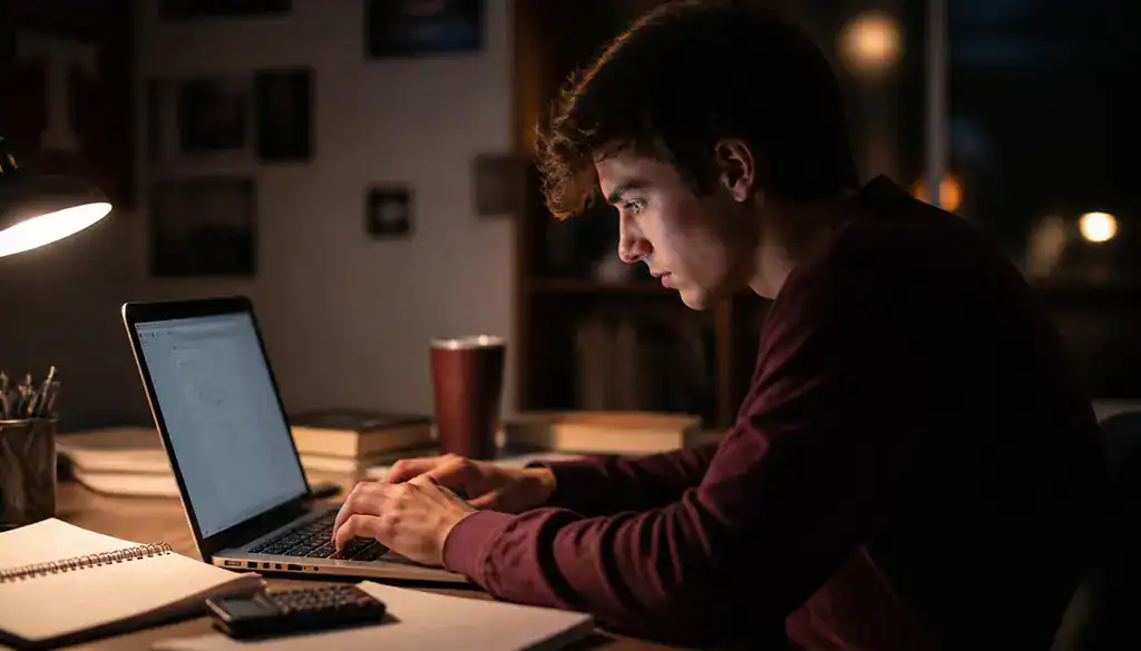 Texas A&M student taking the Math Placement Exam MPE on a laptop